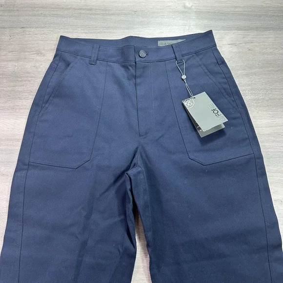 NEW G/FORE Pants Womens 8 Navy Straight Tapered High Rise Golf Chino Trousers